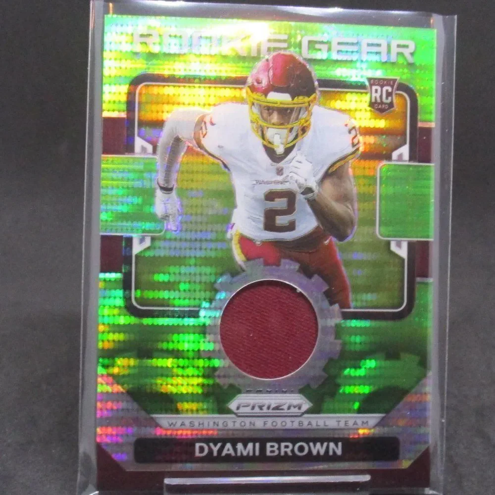 2021 Panini Prizm Dyami Brown Rookie Gear Neon Green Pulsar RC Patch #RG-23